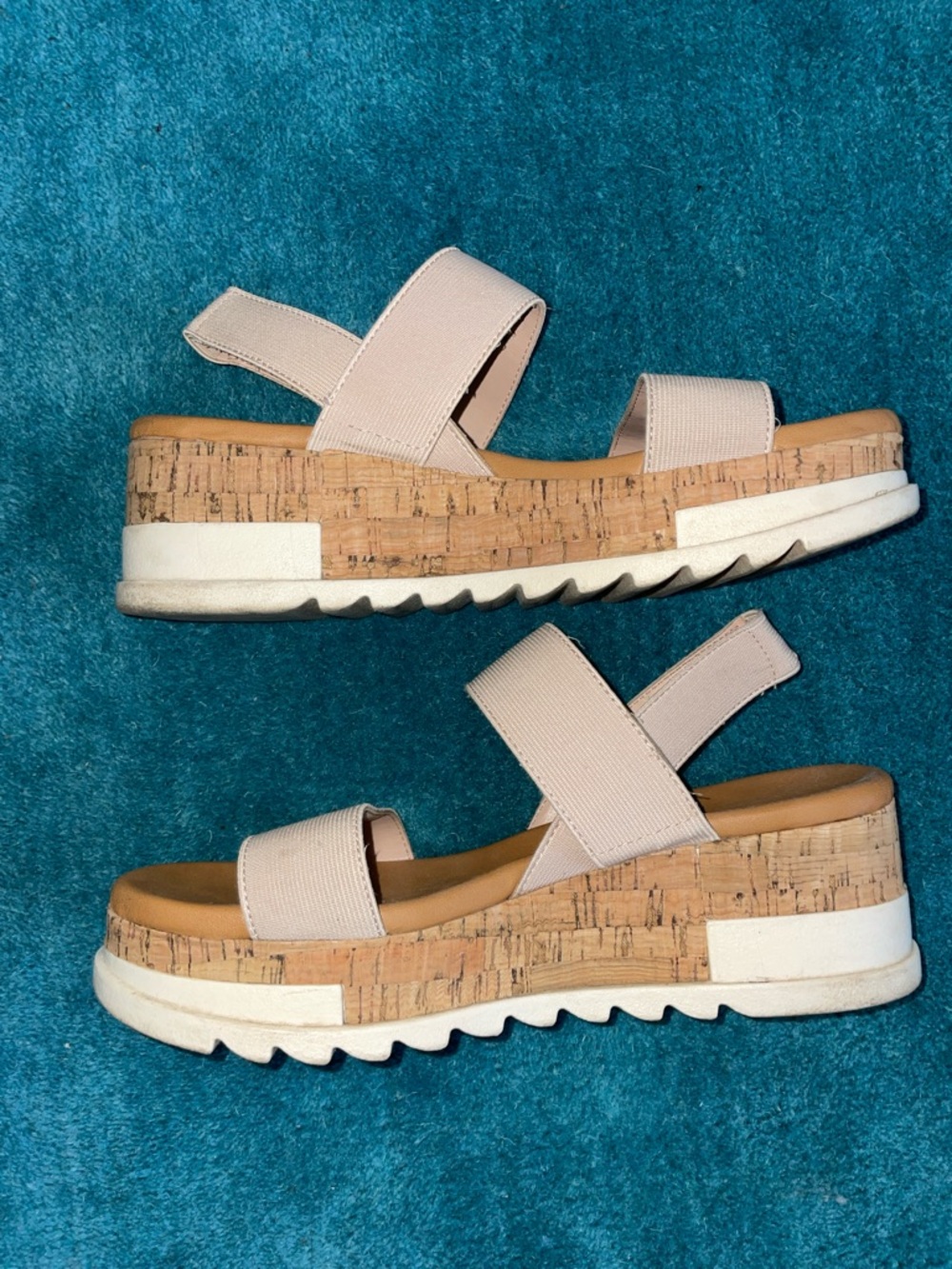 Madden Girl Beige Cork Platform Slingback Sandals - Picture 4 of 6